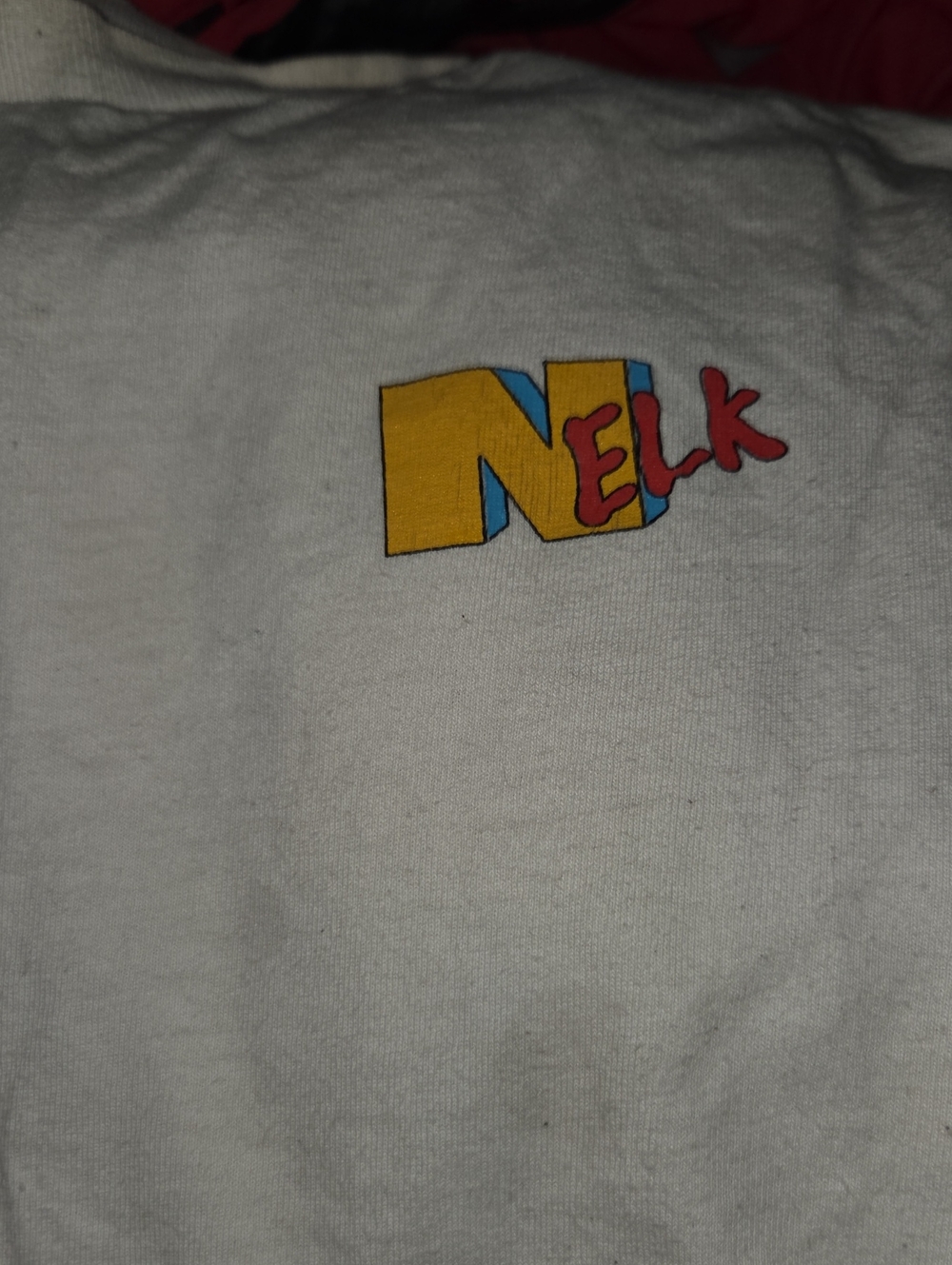 White Short Sleeve Tee with Color Block Logo